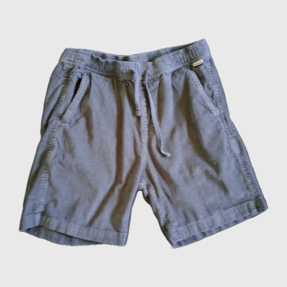 Vtg Quicksilver Corduroy Drawstring Shorts Men's Small Blue Waist 7" inseam Y2K